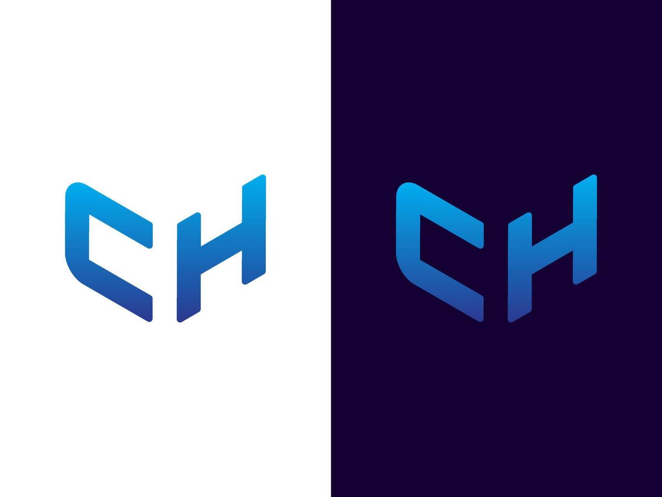 initial bokstav ch minimalistisk och modern 3d-logotypdesign vektor