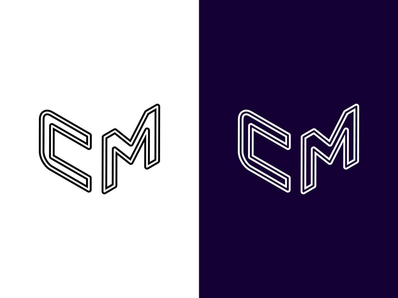 initial bokstav cm minimalistisk och modern 3d-logotypdesign vektor