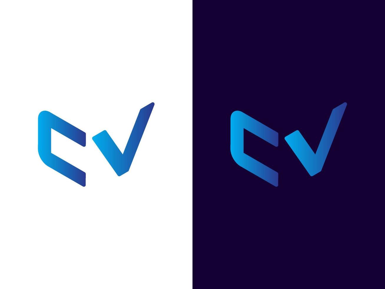 anfangsbuchstabe cv minimalistisches und modernes 3d-logo-design vektor