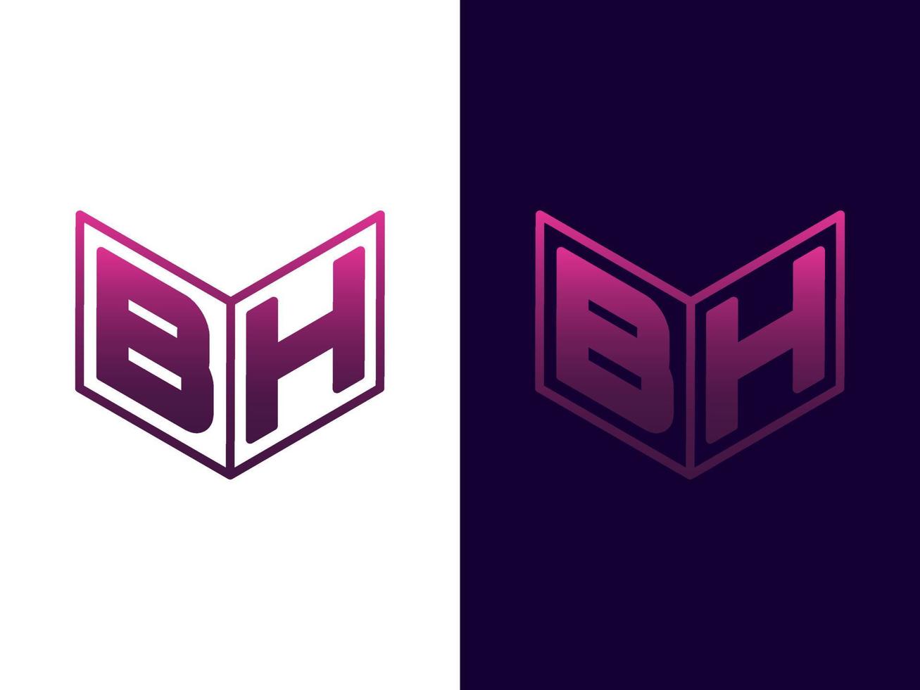 initial bokstav bh minimalistisk och modern 3d-logotypdesign vektor