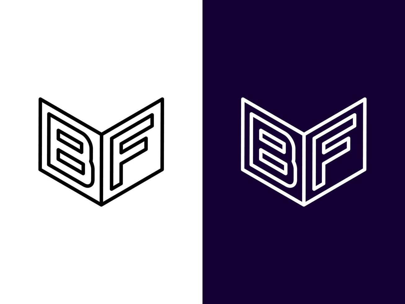 initial bokstav bf minimalistisk och modern 3d-logotypdesign vektor