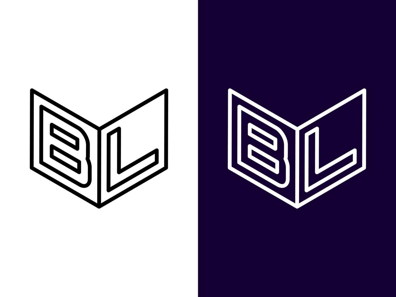 initial bokstav bl minimalistisk och modern 3d-logotypdesign vektor