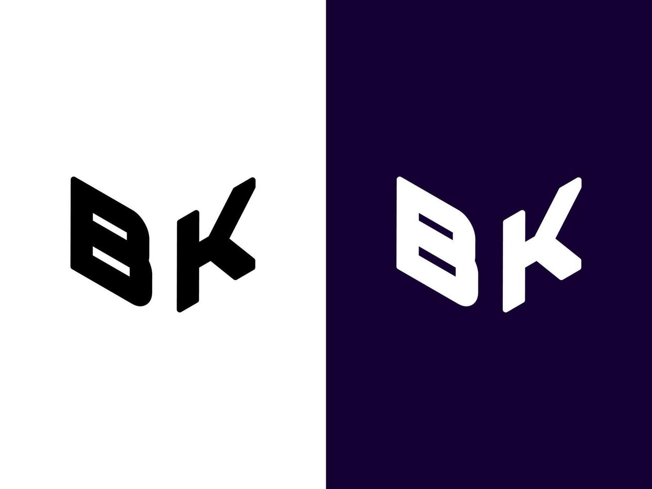 initial bokstav bk minimalistisk och modern 3d-logotypdesign vektor