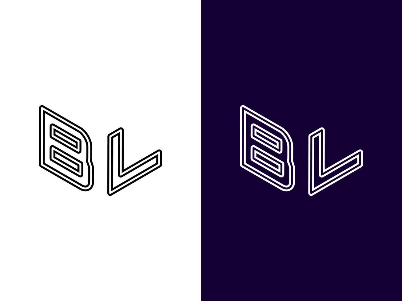 initial bokstav bl minimalistisk och modern 3d-logotypdesign vektor