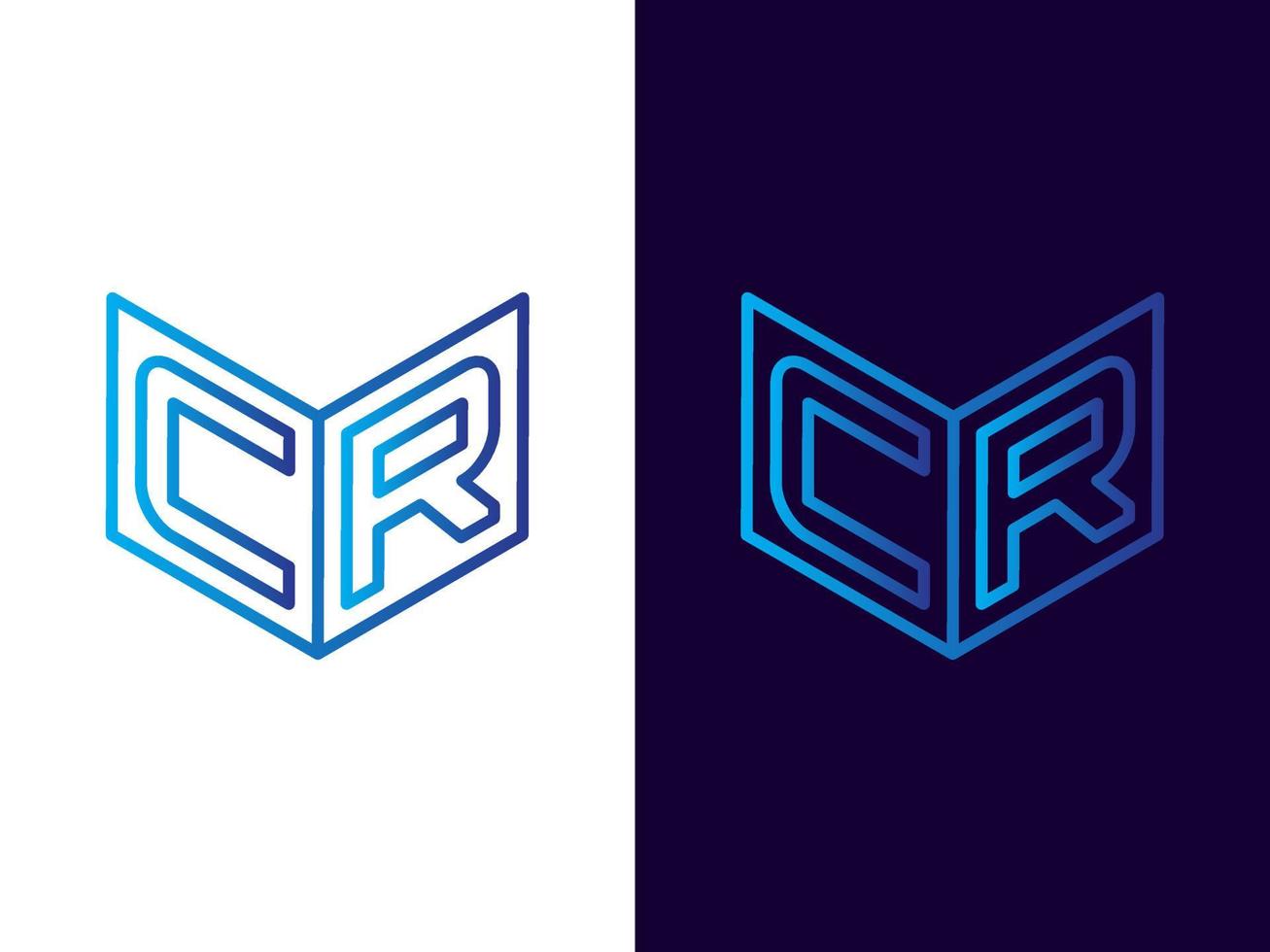 initial bokstav cr minimalistisk och modern 3d-logotypdesign vektor