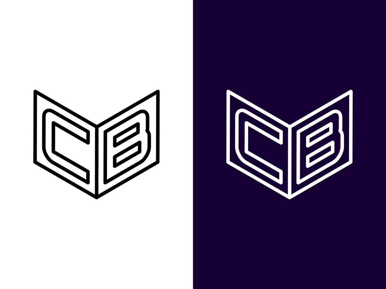 initial bokstav cb minimalistisk och modern 3d-logotypdesign vektor