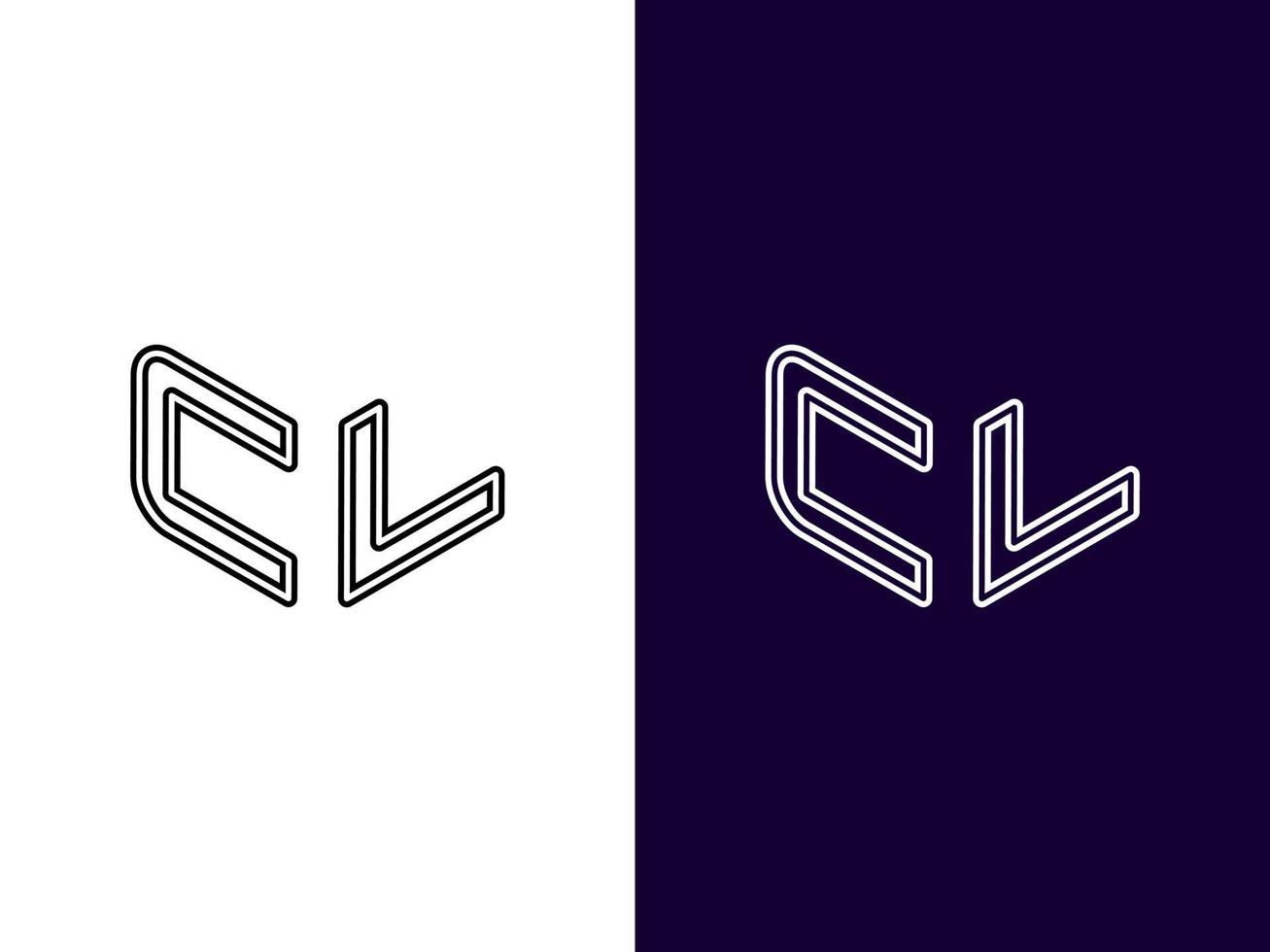 initial bokstav cl minimalistisk och modern 3d-logotypdesign vektor