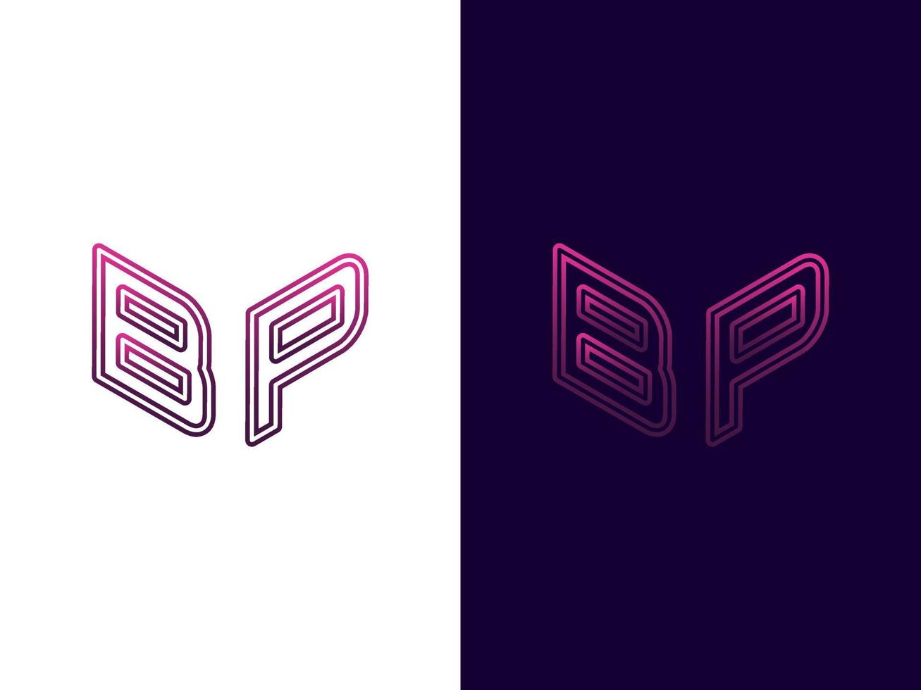 anfangsbuchstabe bp minimalistisches und modernes 3d-logo-design vektor