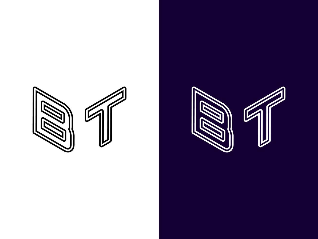initial bokstav bt minimalistisk och modern 3d-logotypdesign vektor