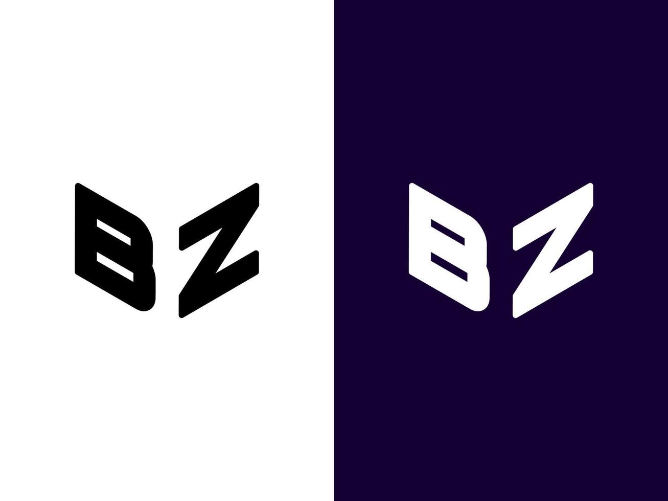 initial bokstav bz minimalistisk och modern 3d-logotypdesign vektor
