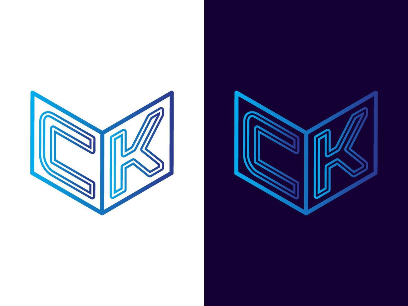 initial bokstav ck minimalistisk och modern 3d-logotypdesign vektor