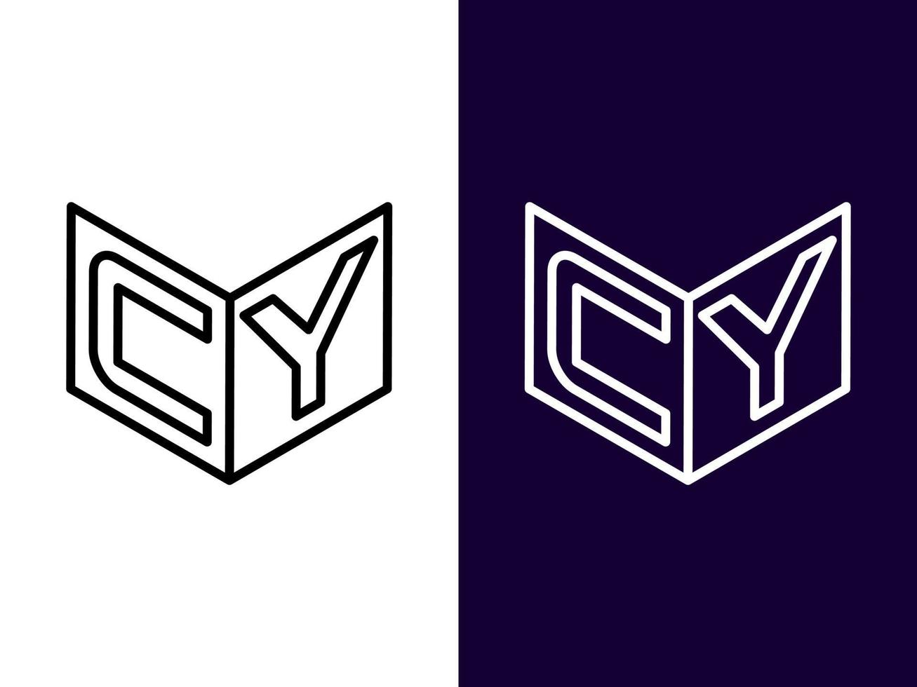 initial bokstav cy minimalistisk och modern 3d-logotypdesign vektor