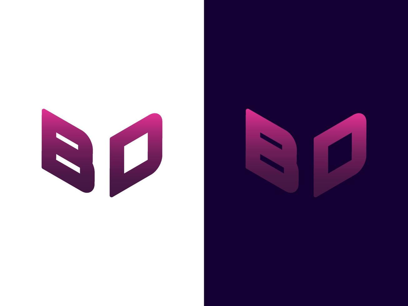 initial bokstav bd minimalistisk och modern 3d-logotypdesign vektor