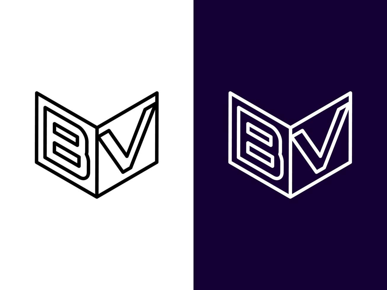 initial bokstav bv minimalistisk och modern 3d-logotypdesign vektor