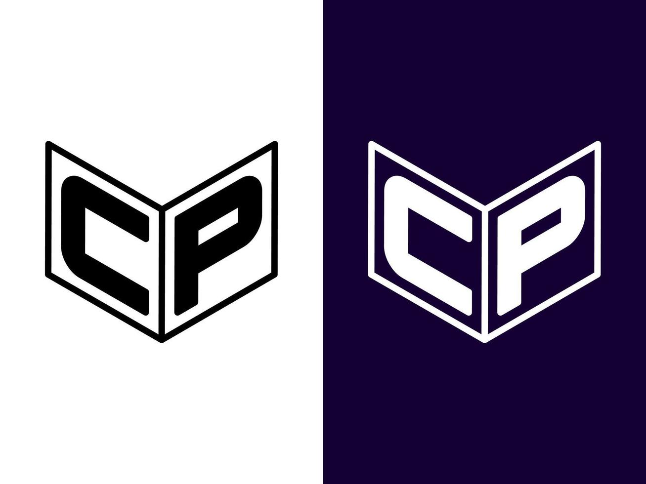 initial bokstav cp minimalistisk och modern 3d-logotypdesign vektor