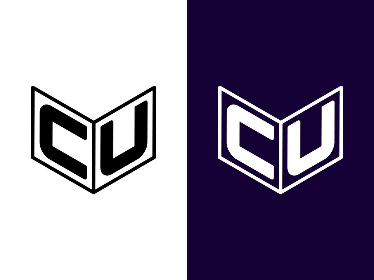 initial bokstav cu minimalistisk och modern 3d-logotypdesign vektor