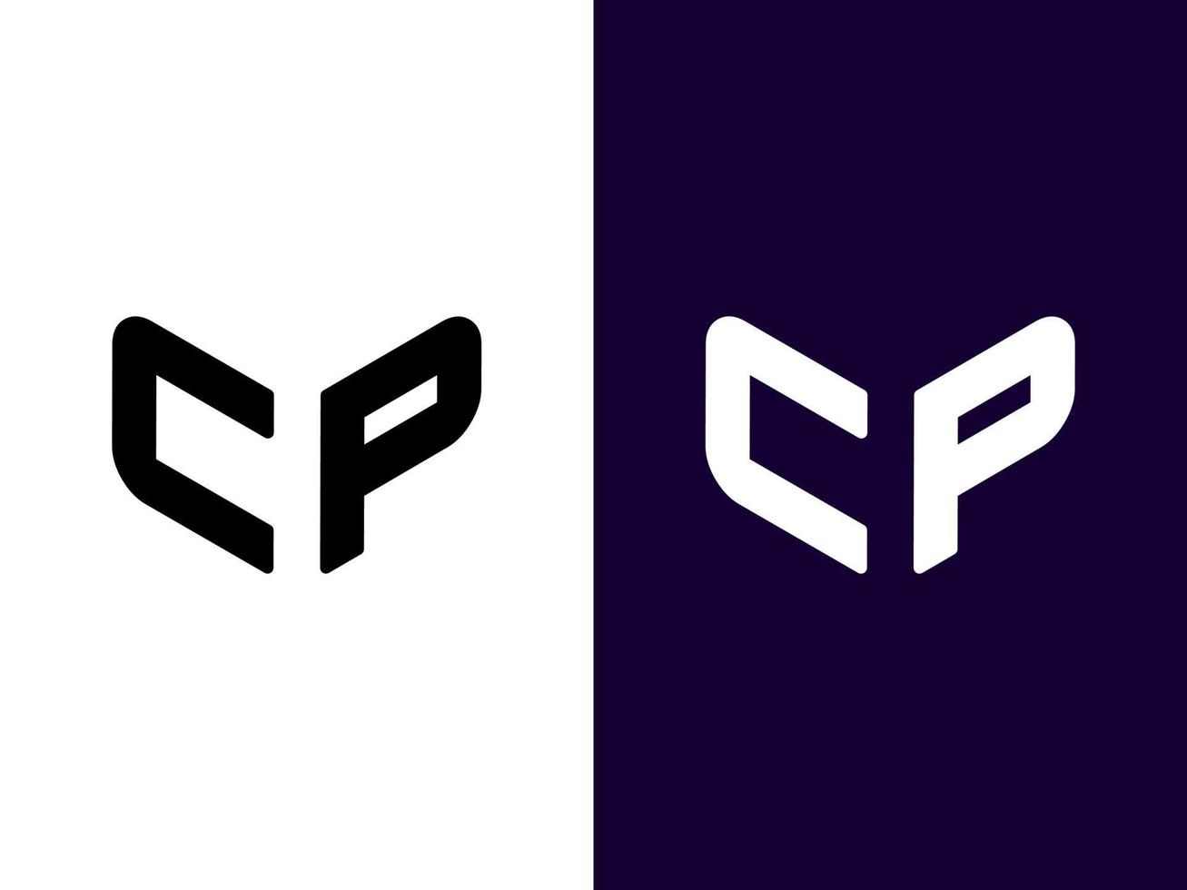 initial bokstav cp minimalistisk och modern 3d-logotypdesign vektor