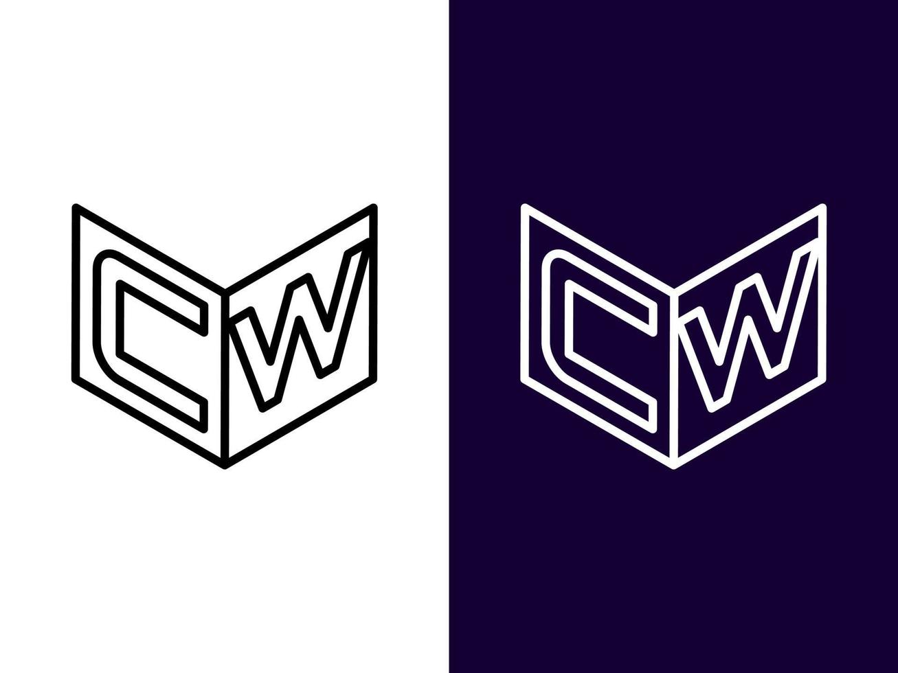 anfangsbuchstabe cw minimalistisches und modernes 3d-logo-design vektor