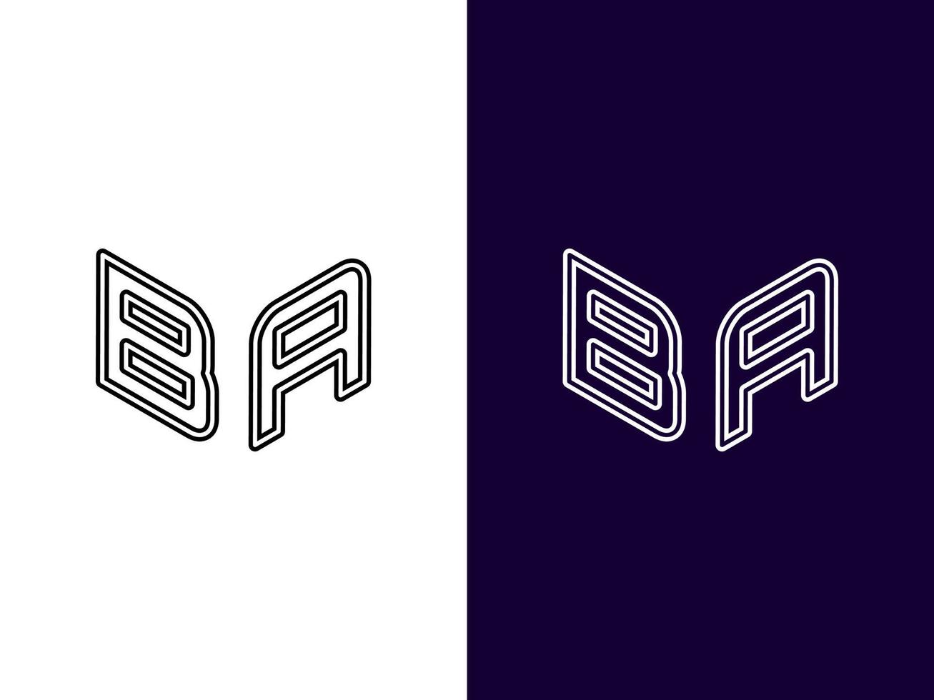 initial bokstav ba minimalistisk och modern 3d-logotypdesign vektor