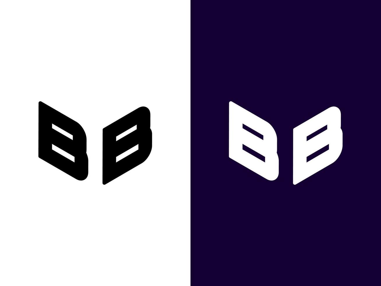 initial bokstav bb minimalistisk och modern 3d-logotypdesign vektor