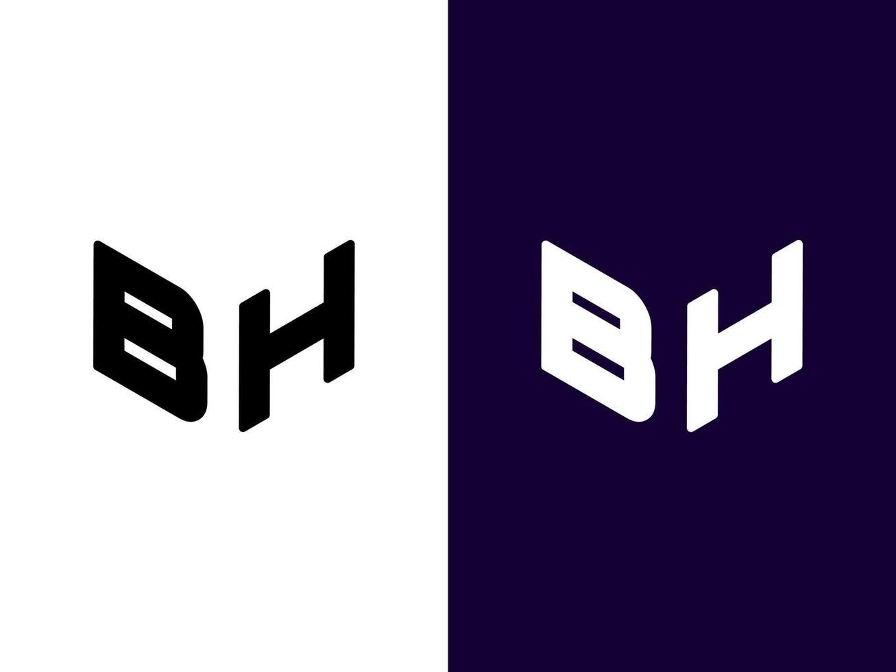 anfangsbuchstabe bh minimalistisches und modernes 3d-logo-design vektor
