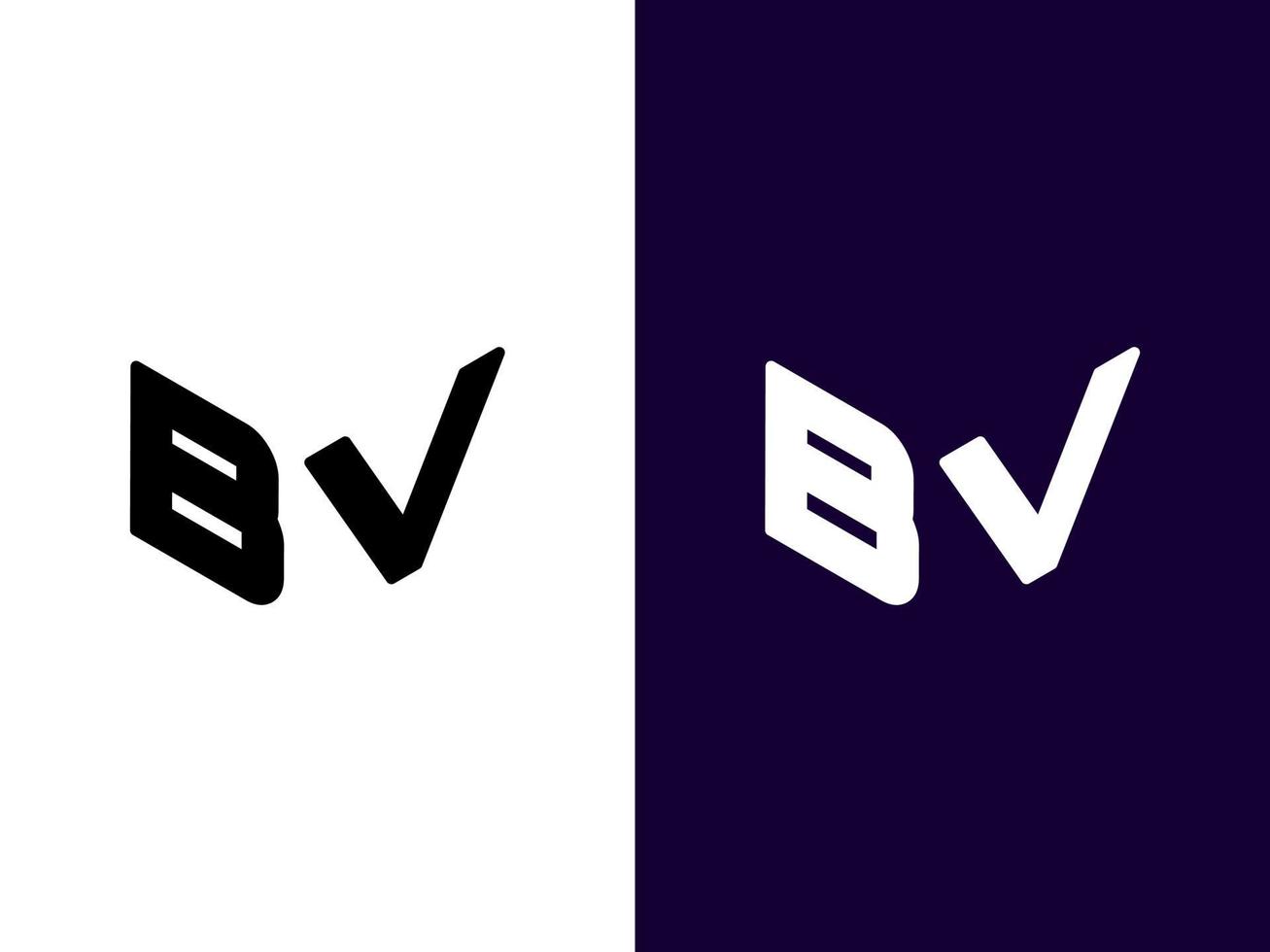 initial bokstav bv minimalistisk och modern 3d-logotypdesign vektor