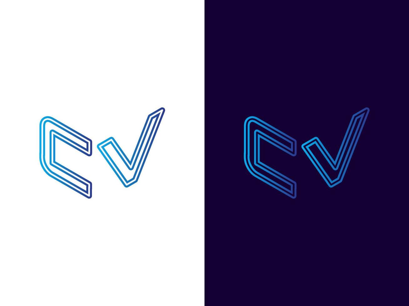 initial bokstav cv minimalistisk och modern 3d-logotypdesign vektor