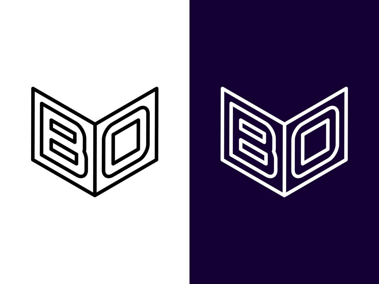 initial bokstav bo minimalistisk och modern 3d-logotypdesign vektor