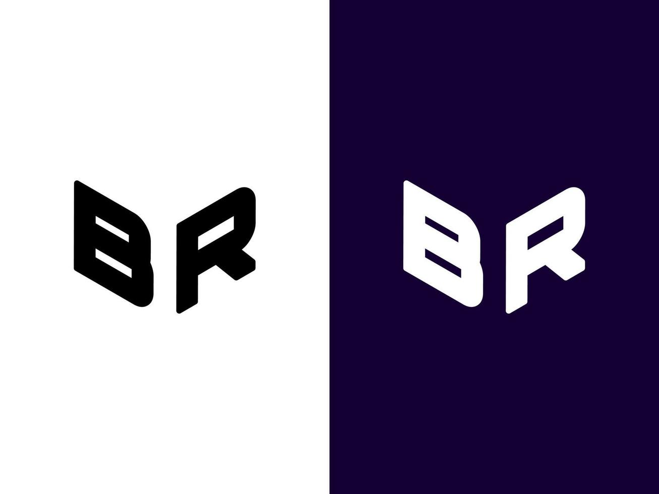 initial bokstav br minimalistisk och modern 3d-logotypdesign vektor