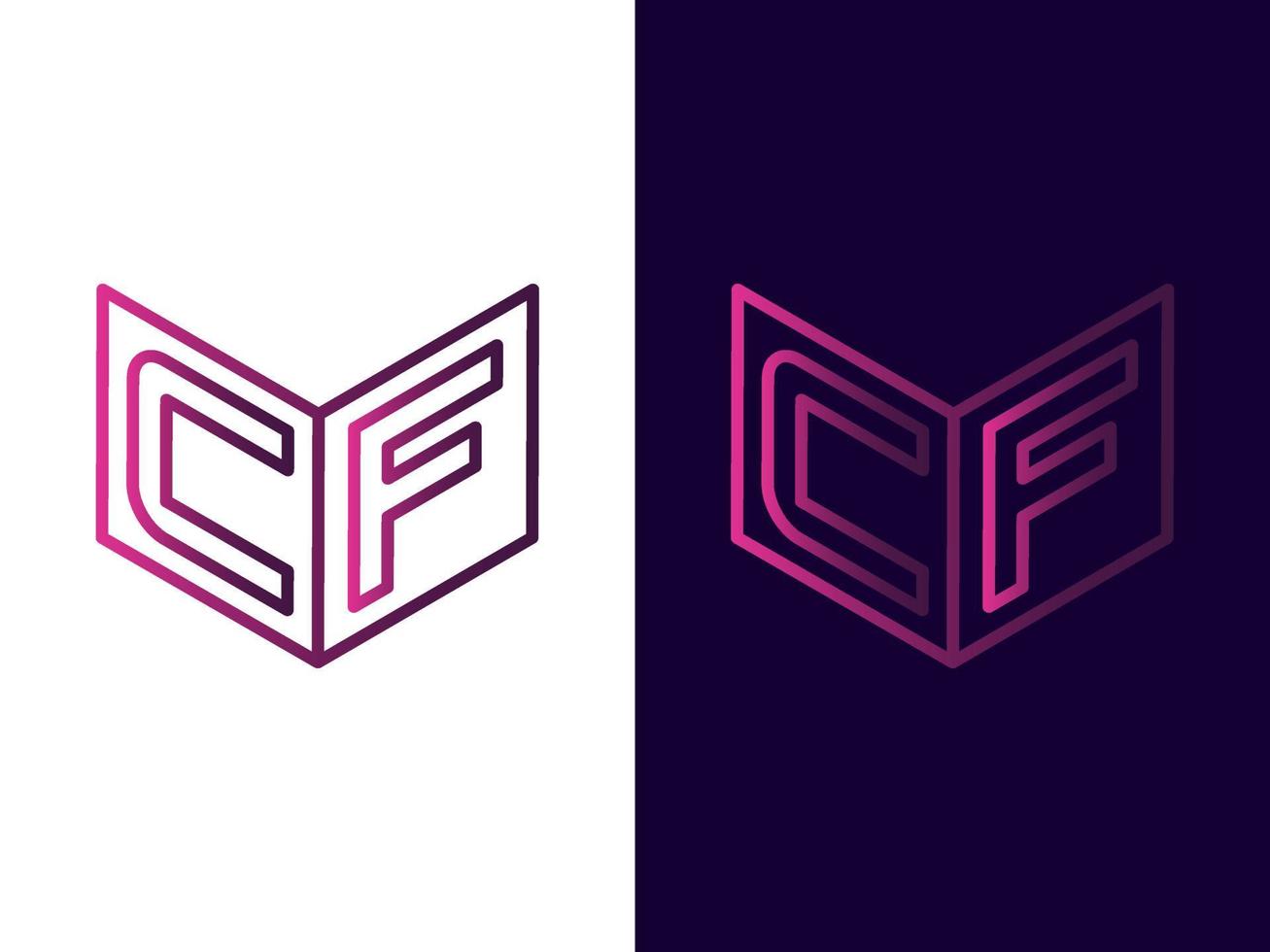 initial bokstav cf minimalistisk och modern 3d-logotypdesign vektor