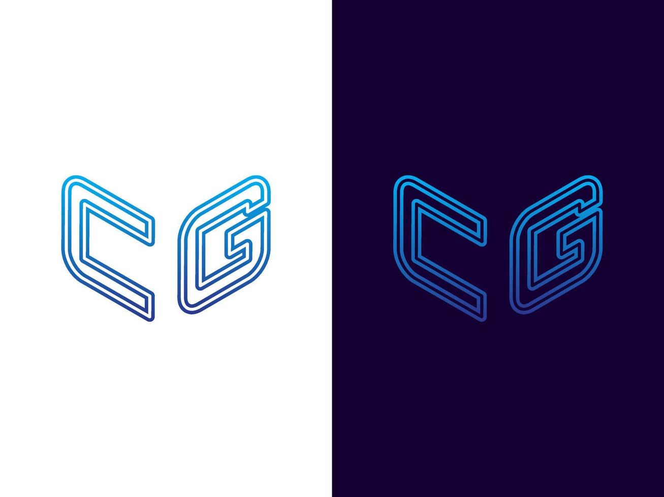 initial bokstav cg minimalistisk och modern 3d-logotypdesign vektor