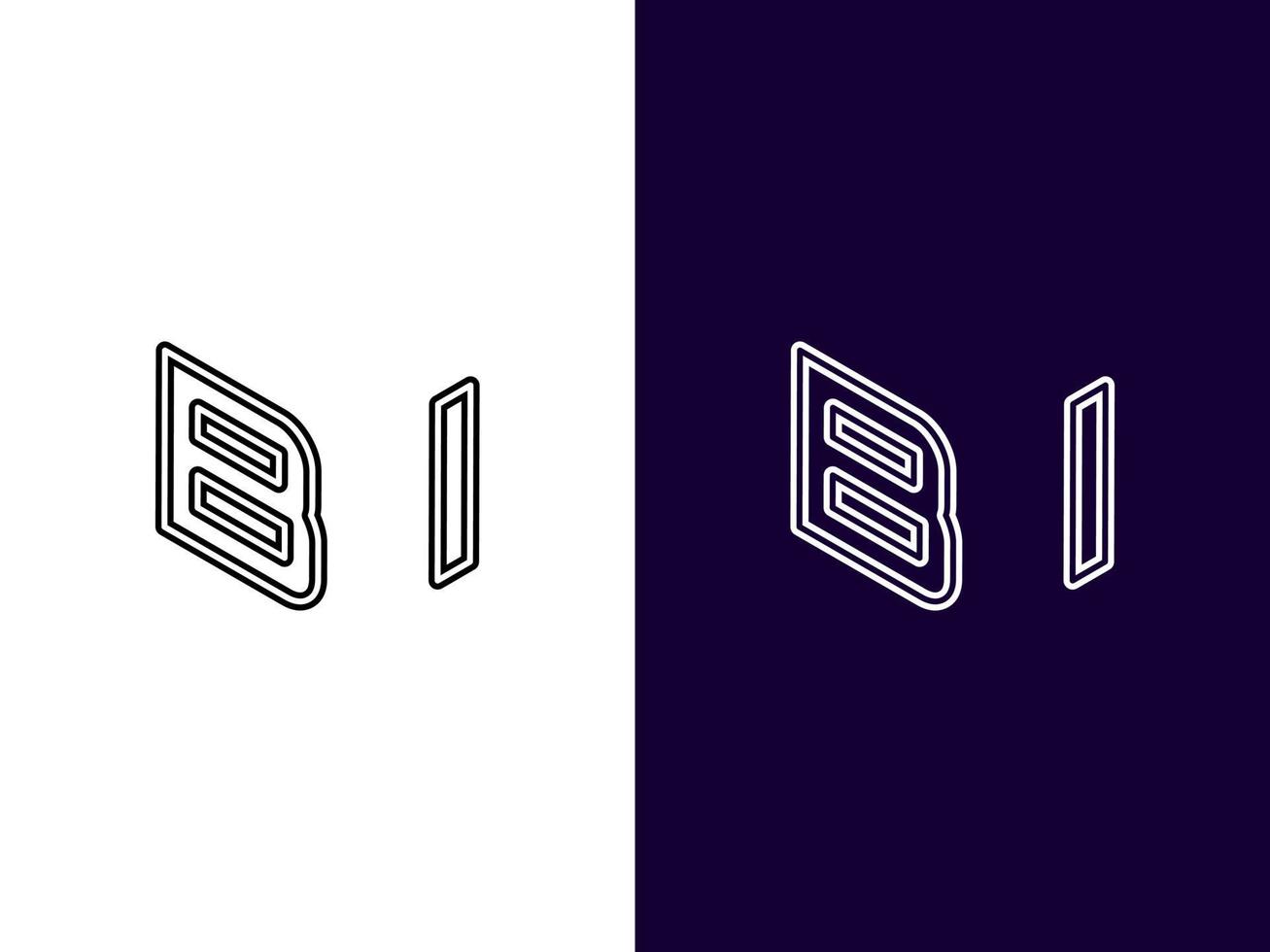 initial bokstav bi minimalistisk och modern 3d-logotypdesign vektor