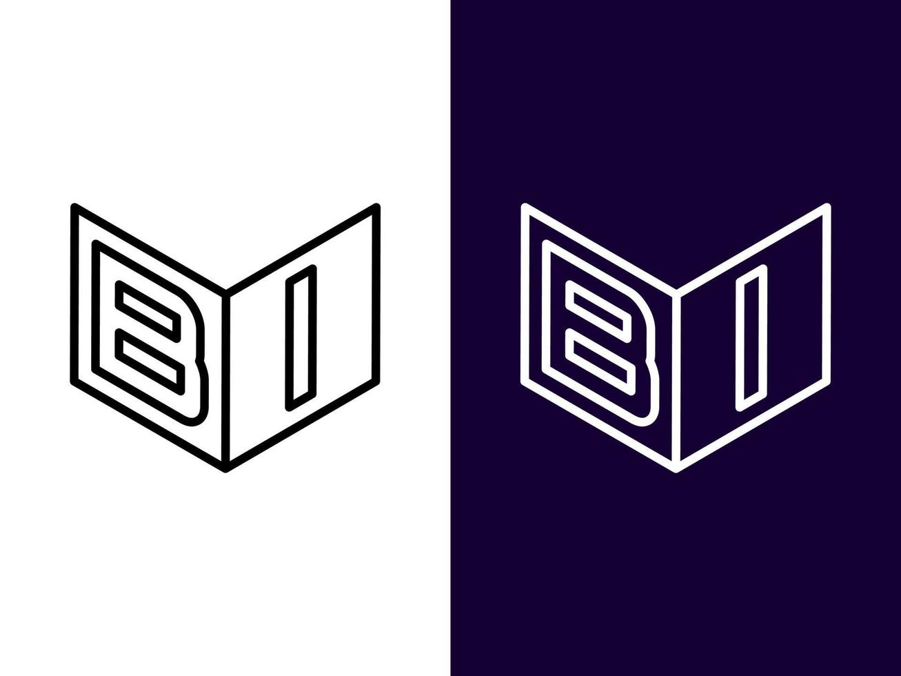 initial bokstav bi minimalistisk och modern 3d-logotypdesign vektor