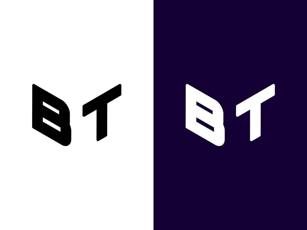 initial bokstav bt minimalistisk och modern 3d-logotypdesign vektor