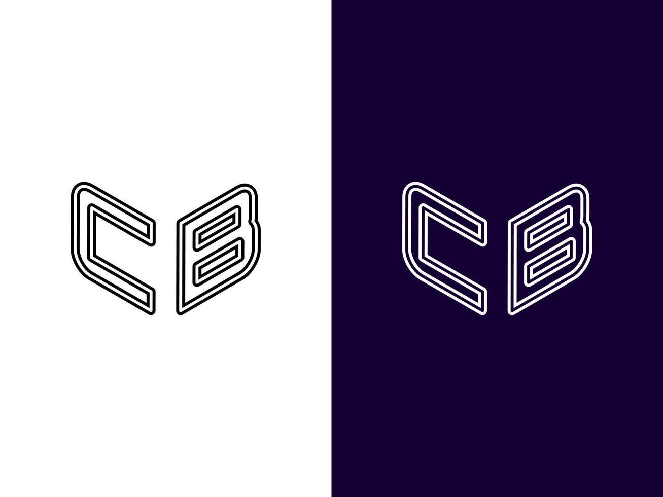 initial bokstav cb minimalistisk och modern 3d-logotypdesign vektor