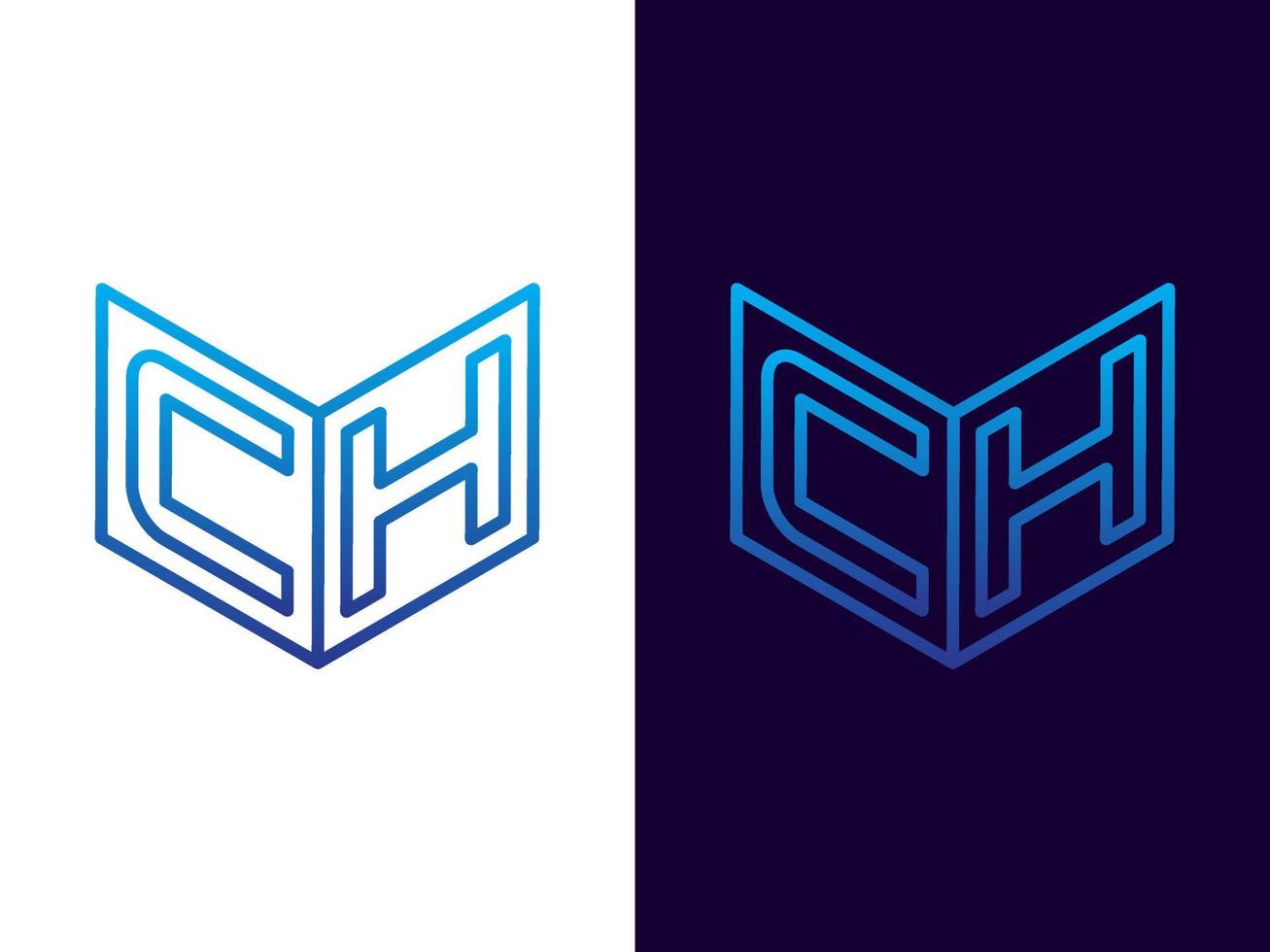 initial bokstav ch minimalistisk och modern 3d-logotypdesign vektor