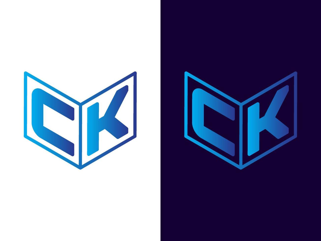 initial bokstav ck minimalistisk och modern 3d-logotypdesign vektor