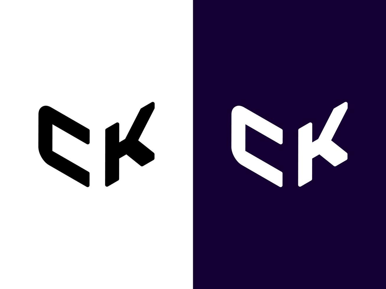 initial bokstav ck minimalistisk och modern 3d-logotypdesign vektor