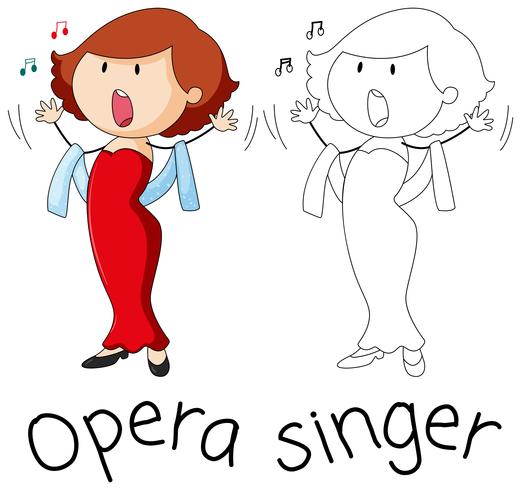 Doodle opera sångerska vektor