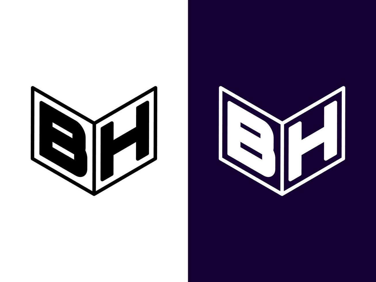 initial bokstav bh minimalistisk och modern 3d-logotypdesign vektor
