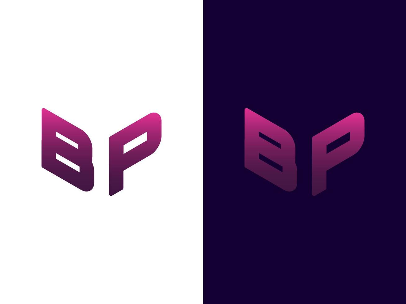 initial bokstav bp minimalistisk och modern 3d-logotypdesign vektor