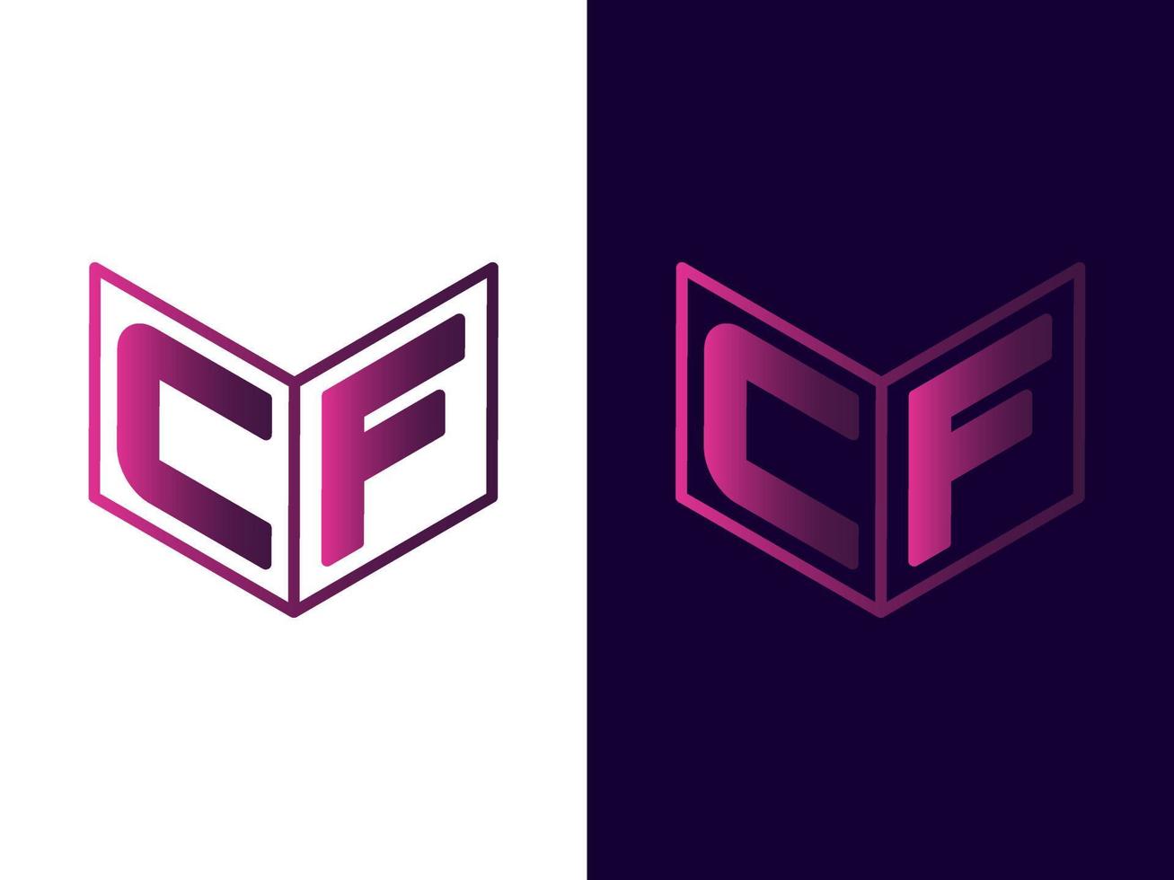 Anfangsbuchstabe cf minimalistisches und modernes 3D-Logo-Design vektor