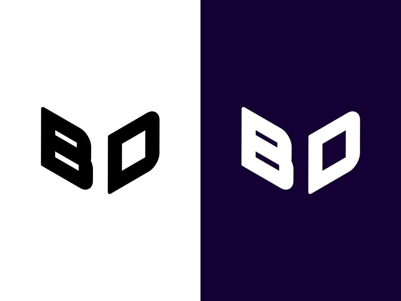 initial bokstav bd minimalistisk och modern 3d-logotypdesign vektor