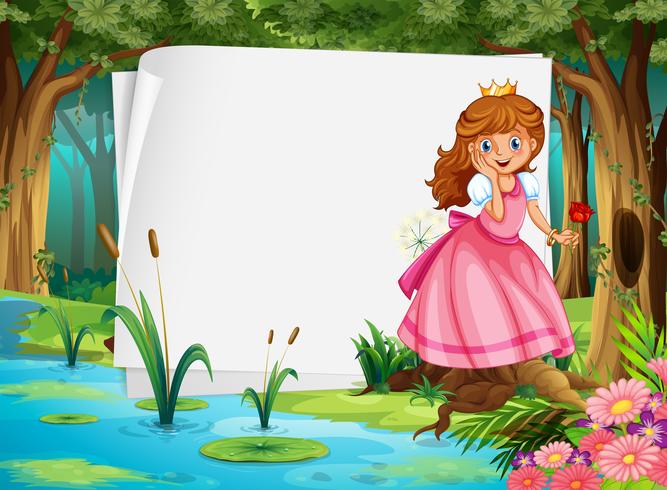 Papierdesign mit Prinzessin im Wald vektor