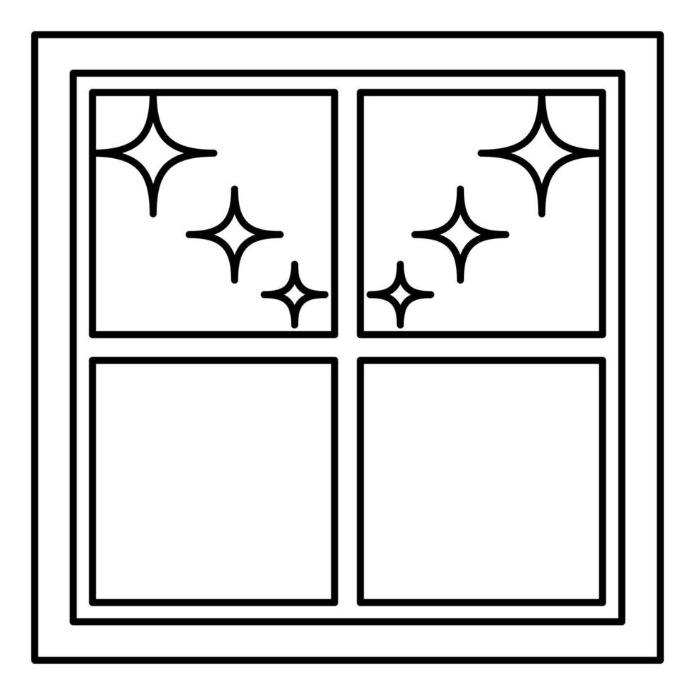Fenster mit Blick auf die Nacht Sterne Symbol Farbe schwarz Abbildung Flat Style simple Image vektor