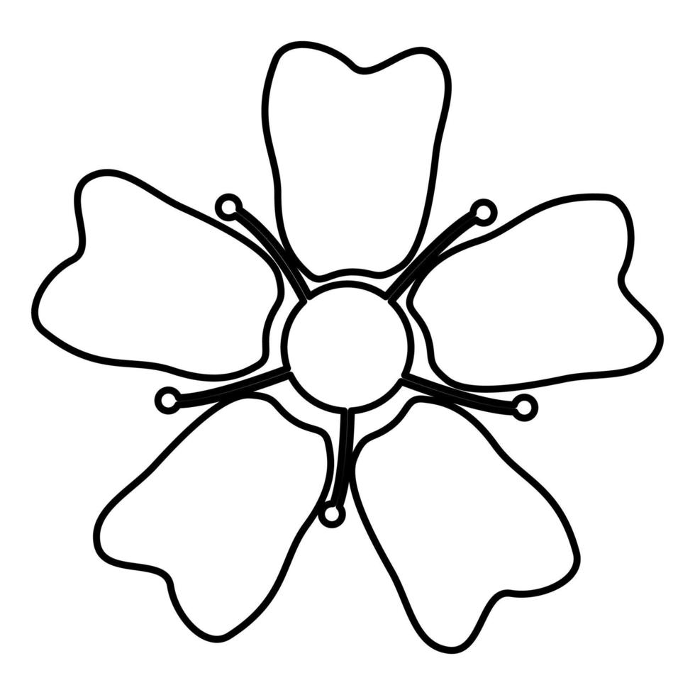 Blume Sakura Symbol Farbe schwarz Abbildung Flat Style simple Image vektor