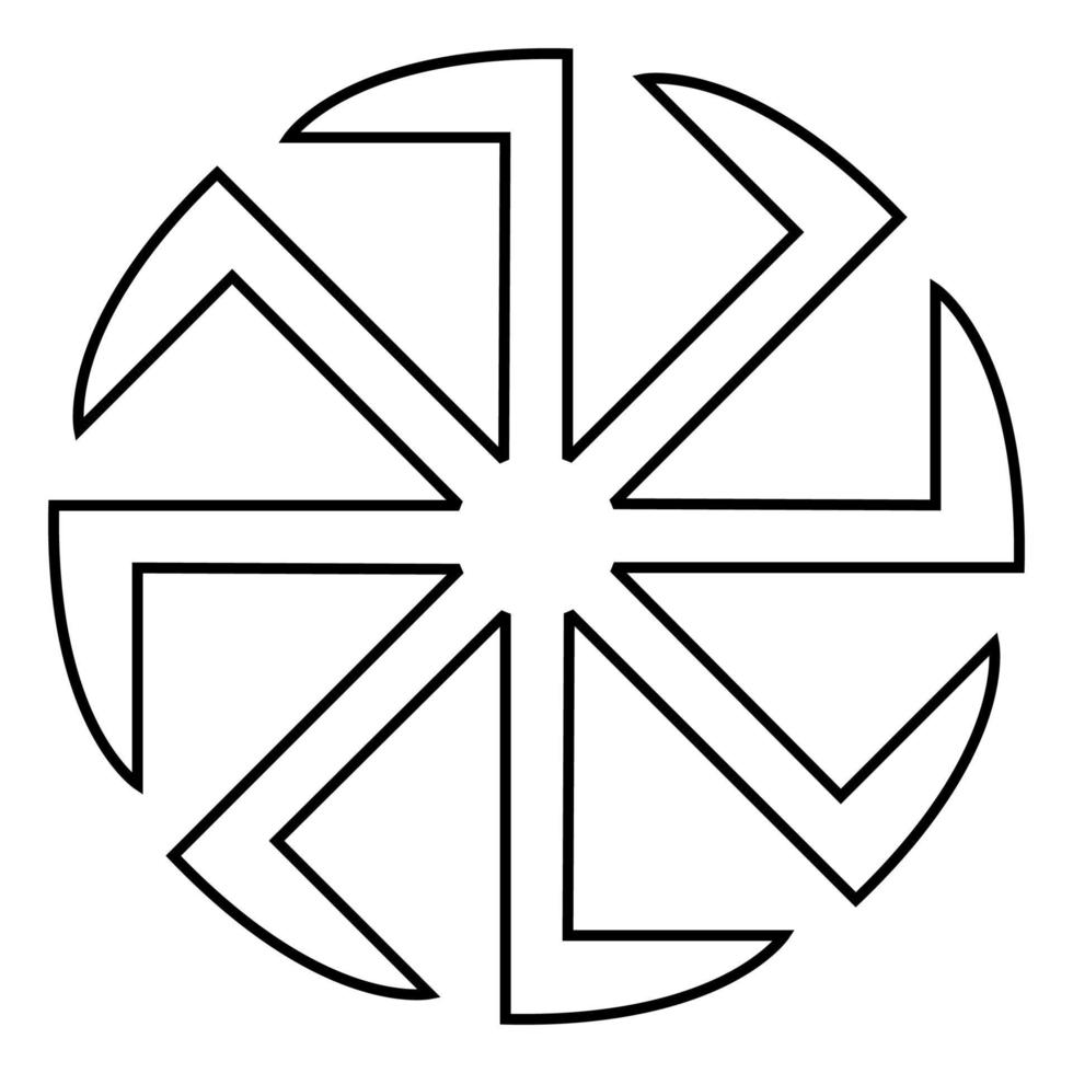 slaviska slavonis symbol kolovrat tecken sol ikon svart färg illustration platt stil enkel bild vektor