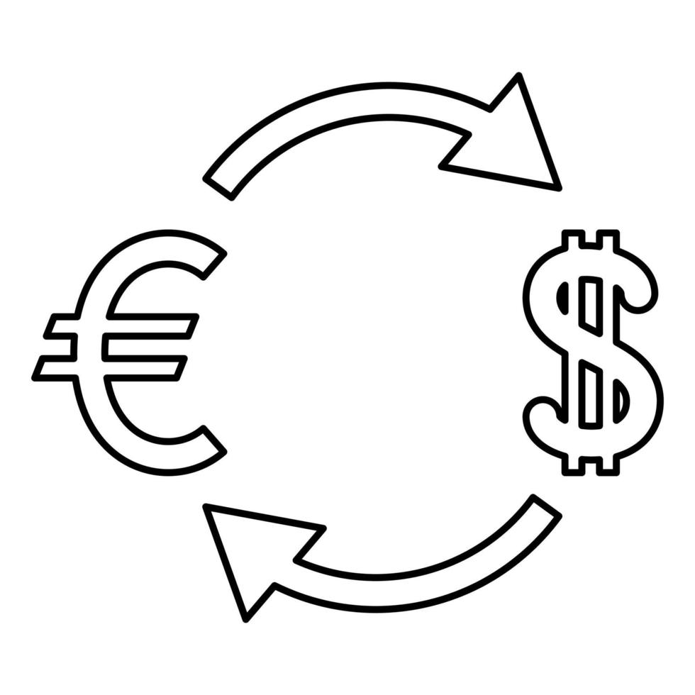 valutaväxling ikon svart färg illustration platt stil enkel bild vektor