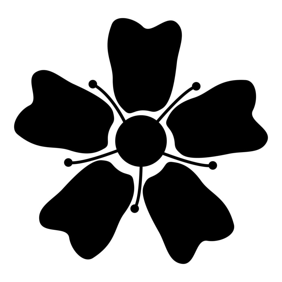 Blume Sakura Symbol Farbe schwarz Abbildung Flat Style simple Image vektor