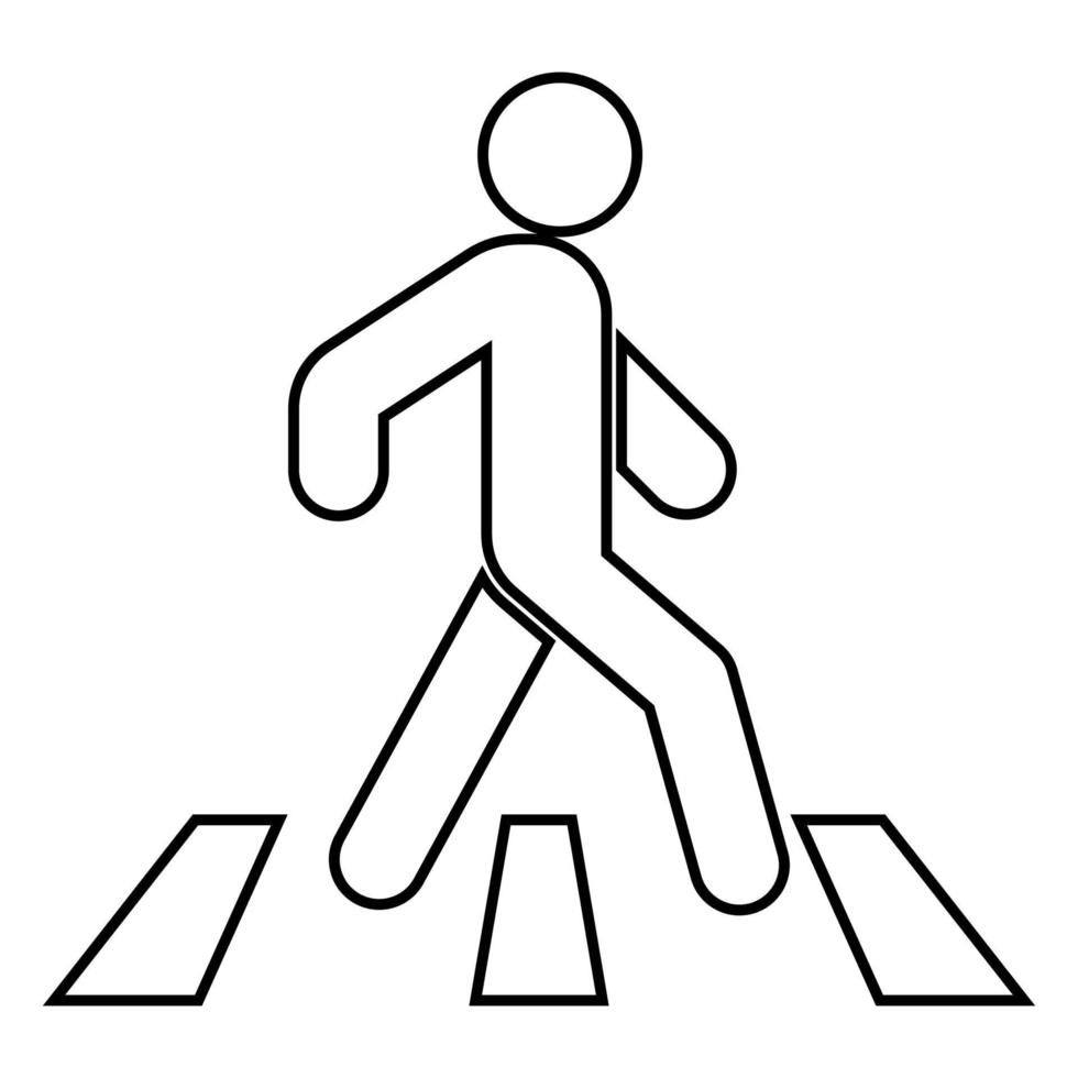 Fußgänger auf Zebrastreifen Symbol Farbe schwarz Abbildung Flat Style simple Image vektor